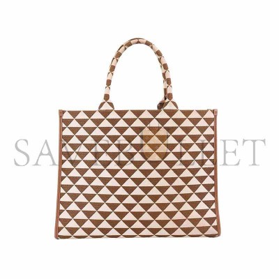 PRADA BROWN CREAM LARGE SYMBOLE TOTE 1BA356 (39*31*11cm) PRADA BROWN CREAM LARGE SYMBOLE TOTE 1BA356 (39*31*11cm)